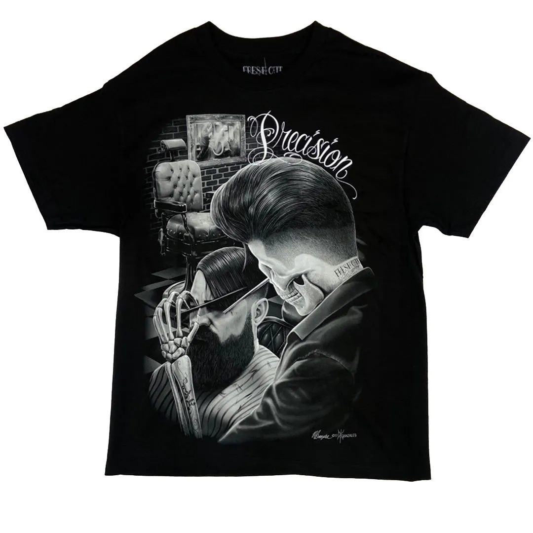 DGA Fresh Cut Skull Barber Shop Graphic T-Shirt