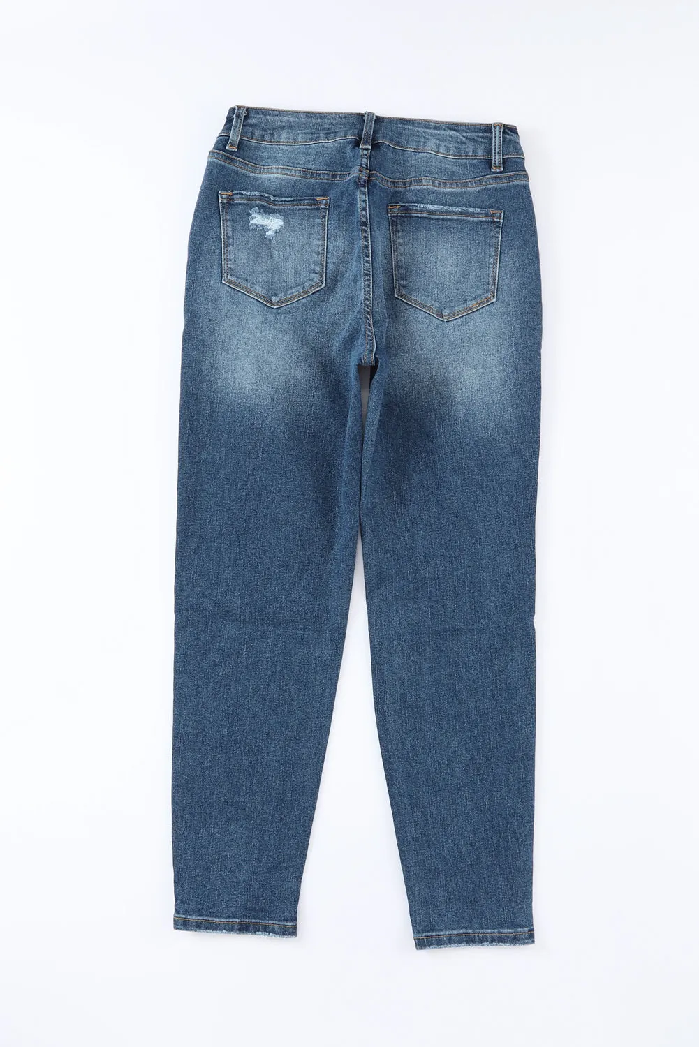 Distressed Button Fly High Waist Jeans