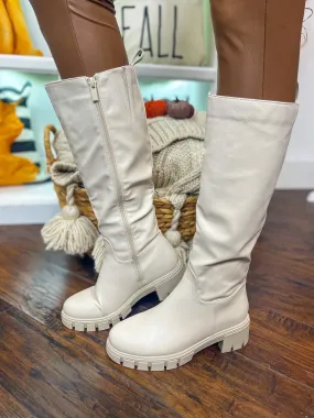 Downtown Aspen Chunky Heel Boots - Ivory