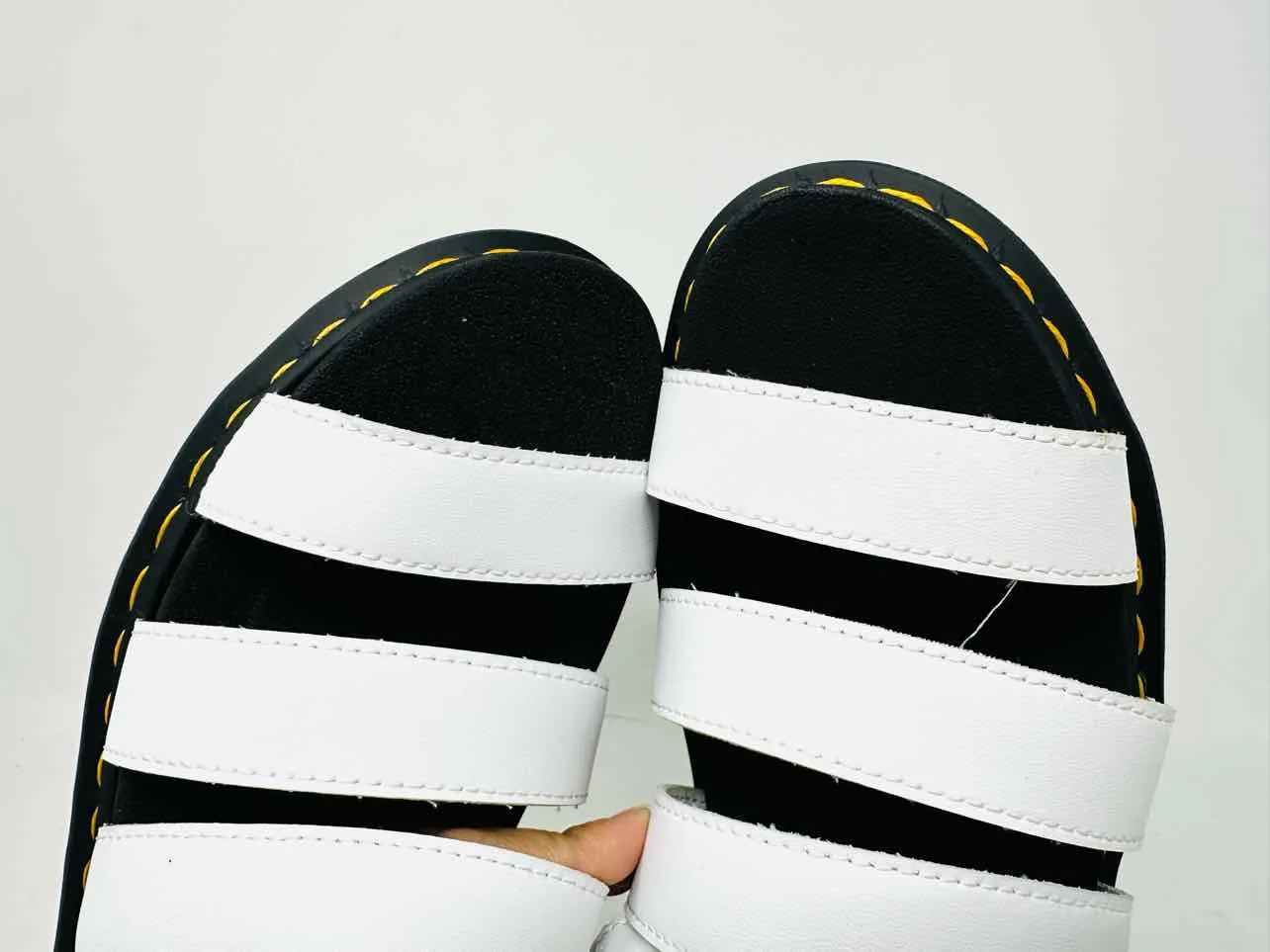 Dr. Martens Size 7 White/Black Caged Leather Shoes Sandals