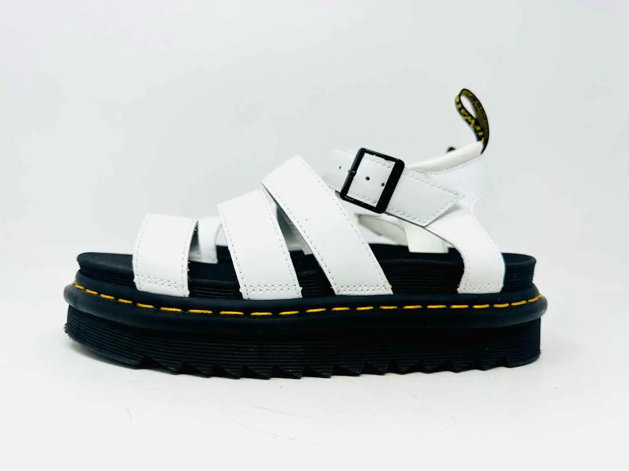 Dr. Martens Size 7 White/Black Caged Leather Shoes Sandals