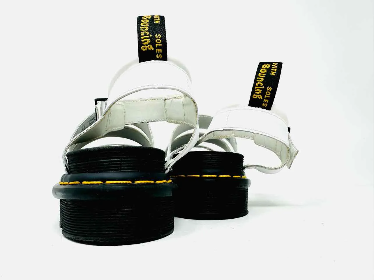 Dr. Martens Size 7 White/Black Caged Leather Shoes Sandals