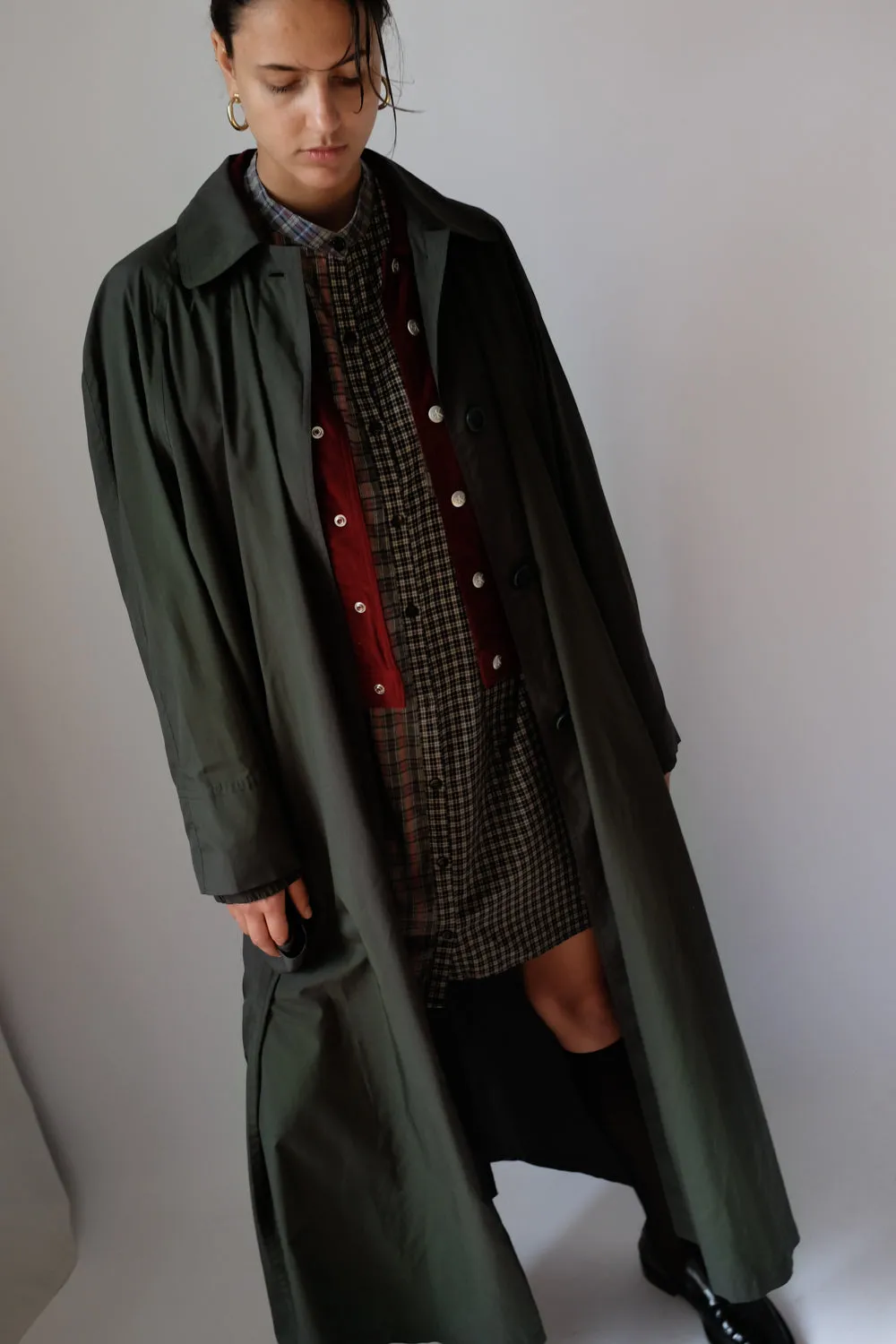 ESCADA VINTAGE FOREST GREEN MAXI RAIN COAT