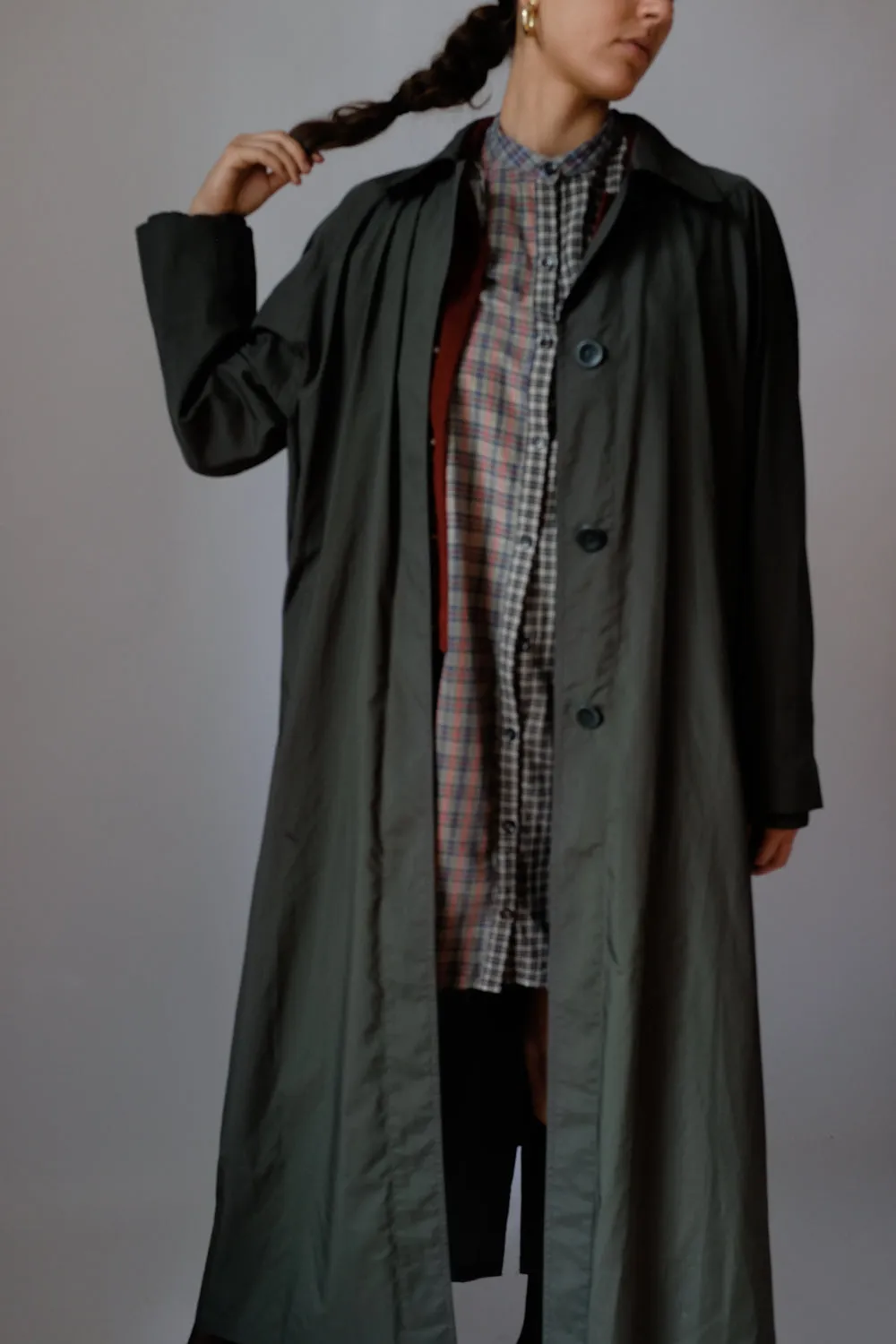 ESCADA VINTAGE FOREST GREEN MAXI RAIN COAT