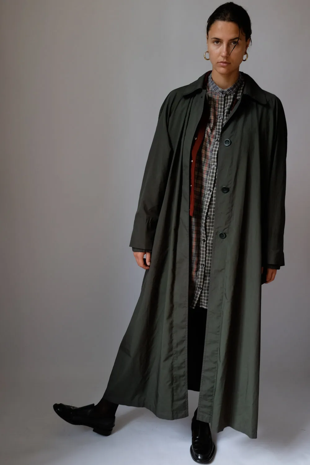 ESCADA VINTAGE FOREST GREEN MAXI RAIN COAT