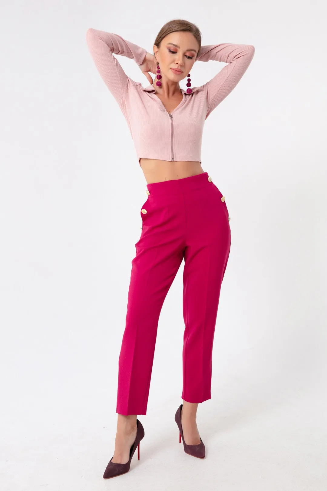 Female Gold Button Pants