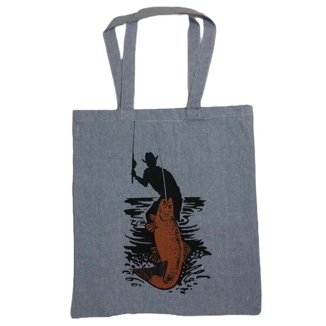 Fishing Cowboy Tote - Blue Jeans