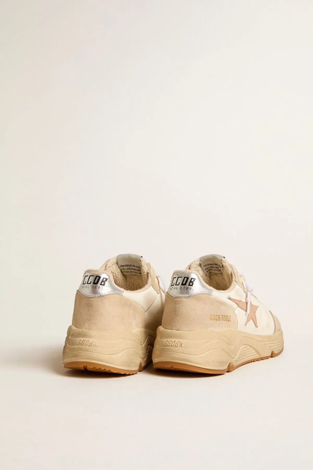 Golden Goose Running Sole Sneaker - White/ Seed Pearl/ Silver