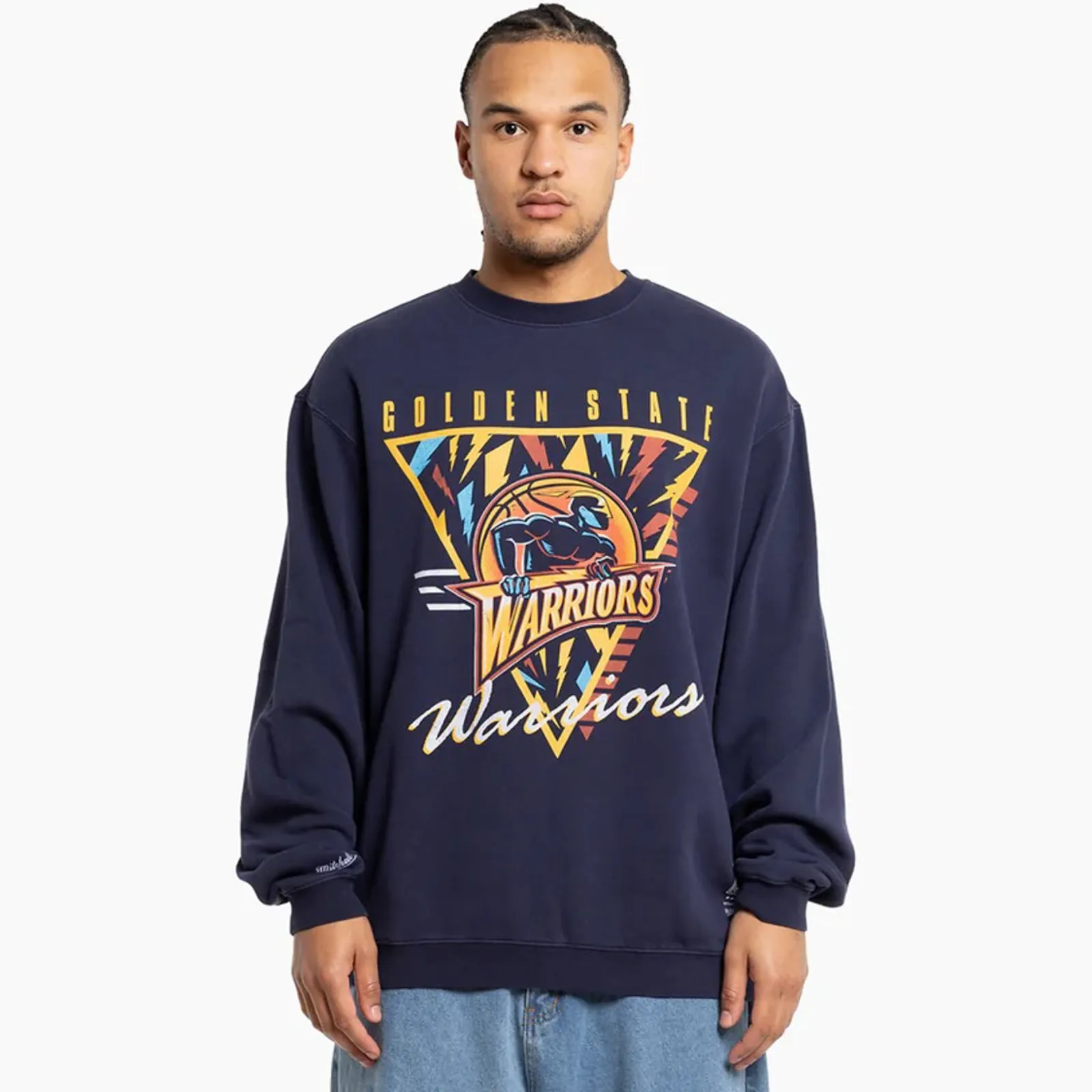 Golden State Warriors LOGO Crew Long Sleeve Sweatshirt by Mitchell & Ness