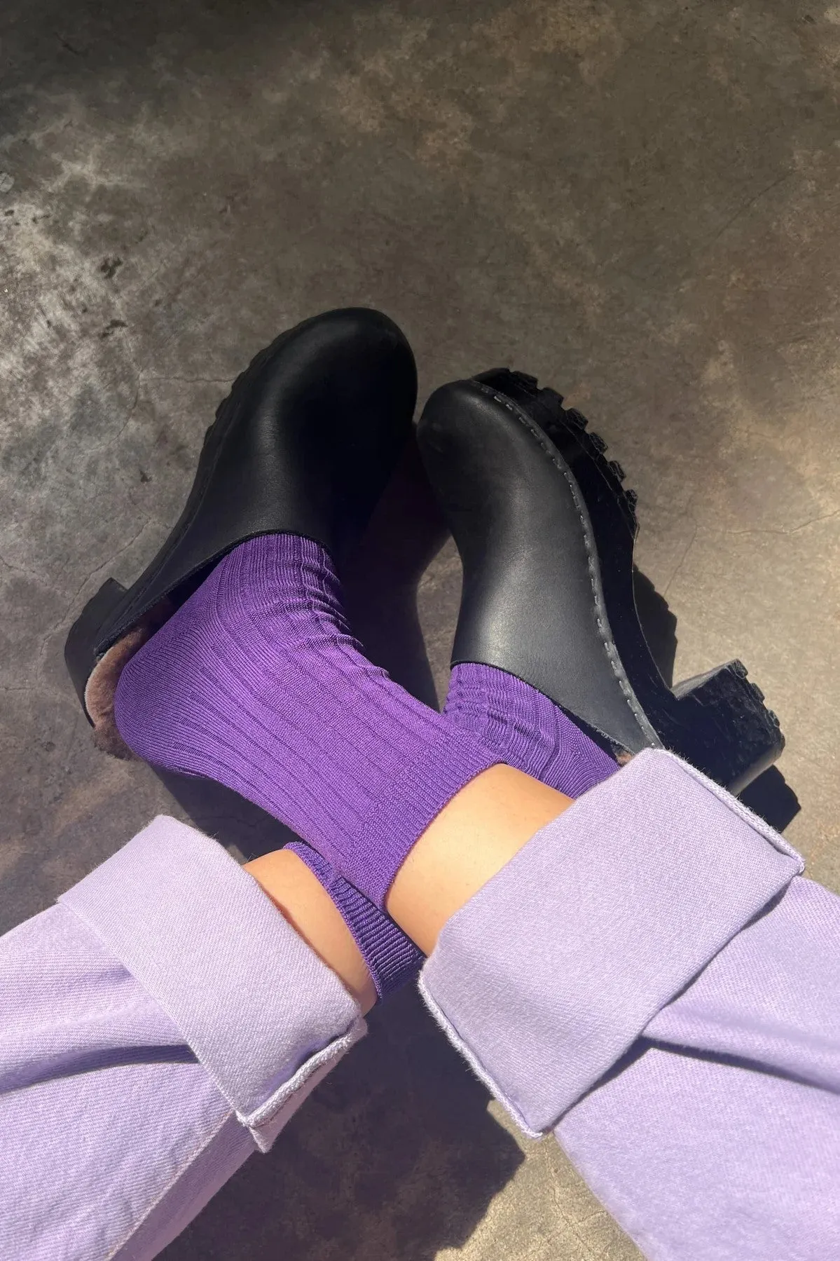 Her Socks in Eggplant