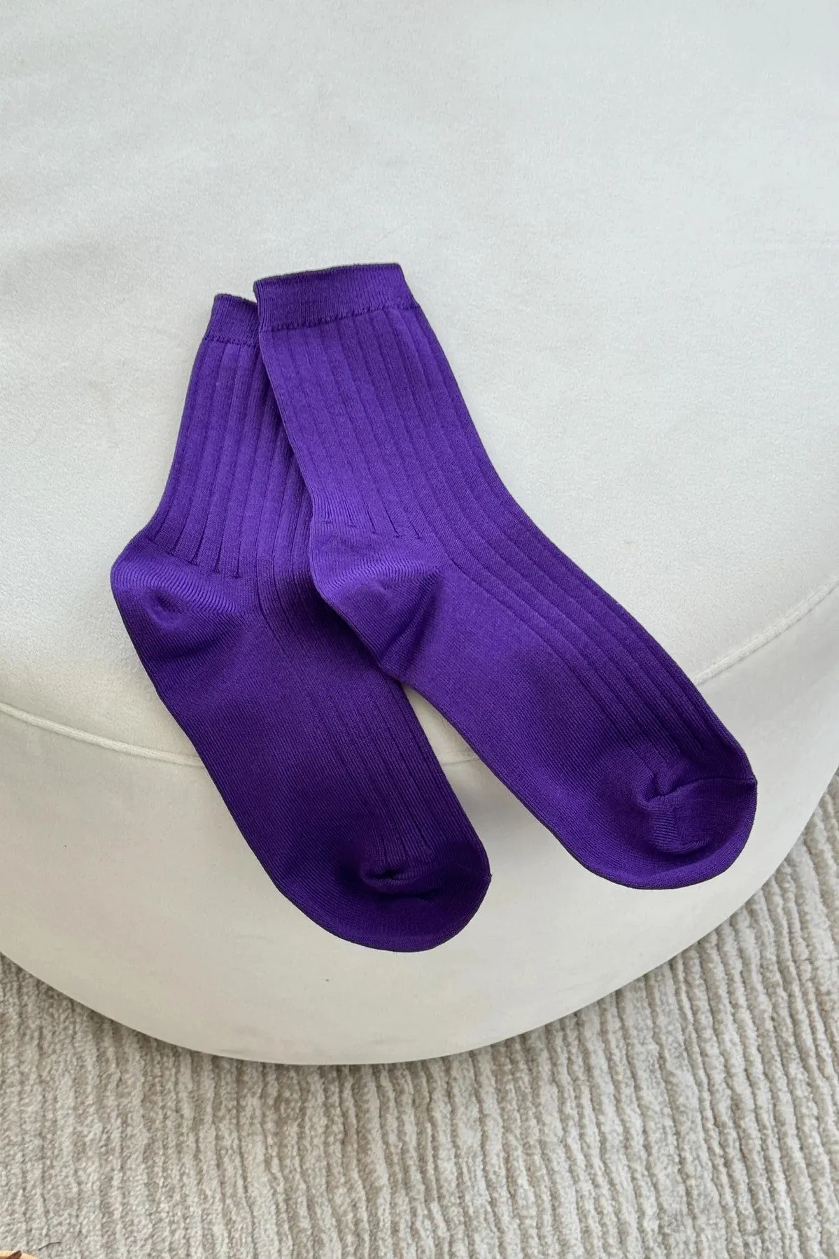 Her Socks in Eggplant