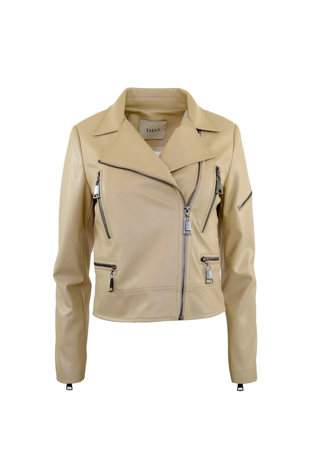 Hera V-Leather Zip Biker Jacket