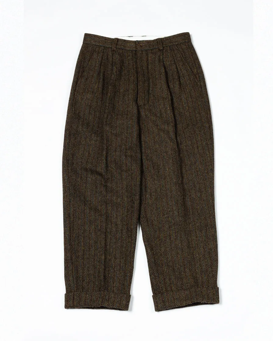 Herringbone Tweed Tapered Trousers