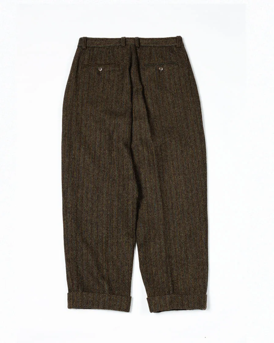 Herringbone Tweed Tapered Trousers