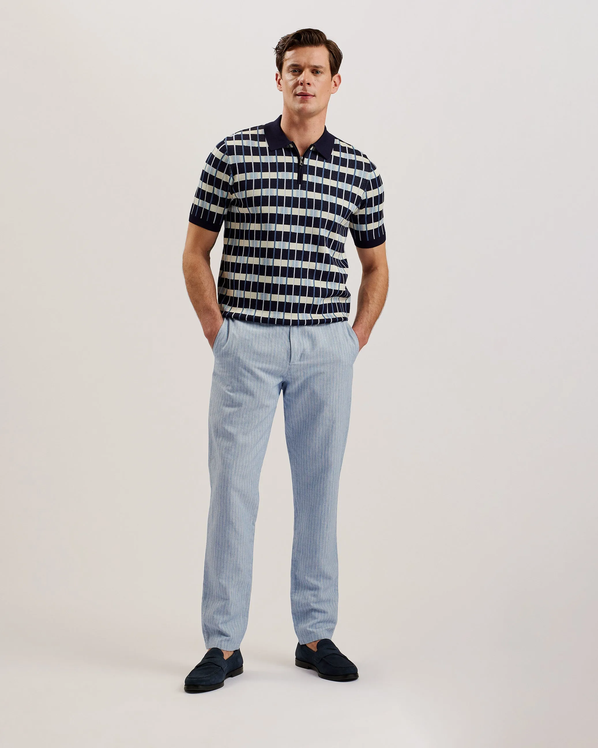 Heyes Striped Regular Trouser Pl-Blue