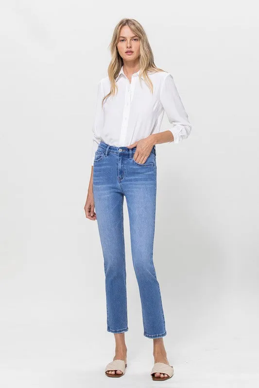 High Rise Stretch Crop Slim Straight