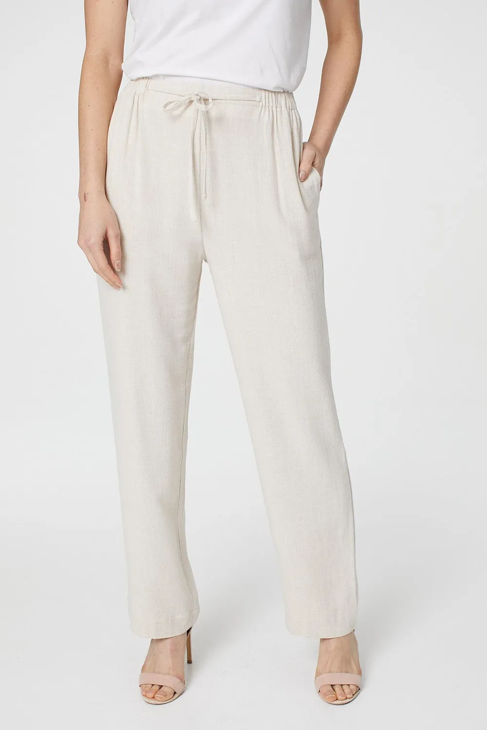 High Waist Wide Drawstring Trousers