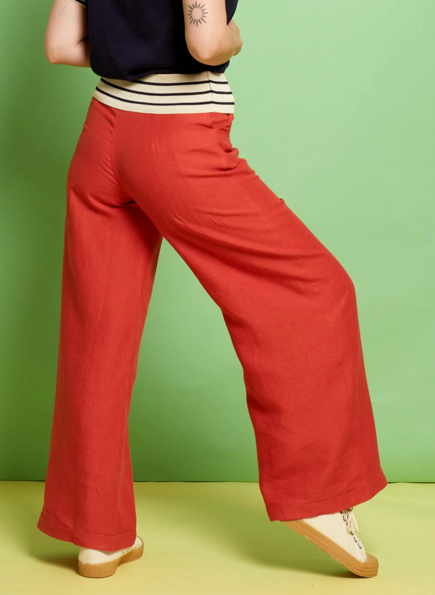 Josephine Trousers - Coral Linen