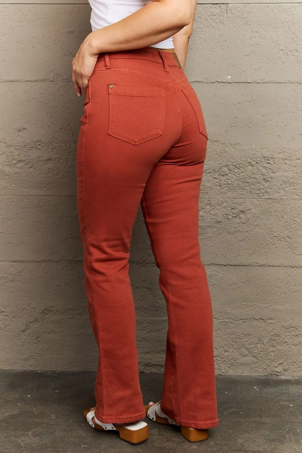 Judy Blue, Mid Rise Slim Bootcut Terracotta Denim Jeans