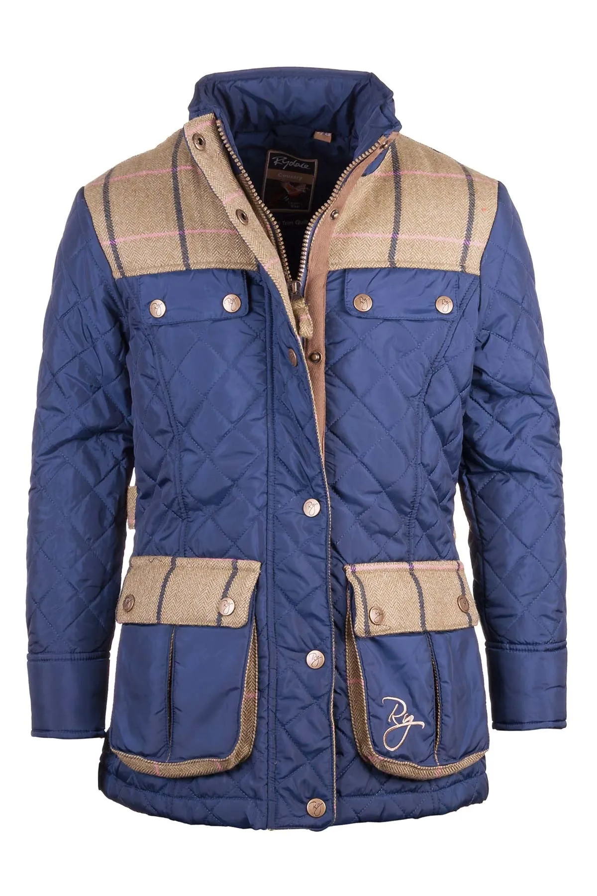 Junior Quilted Biker Jacket with Tweed Trim - Stylish and Trendy Outerwear for Youth