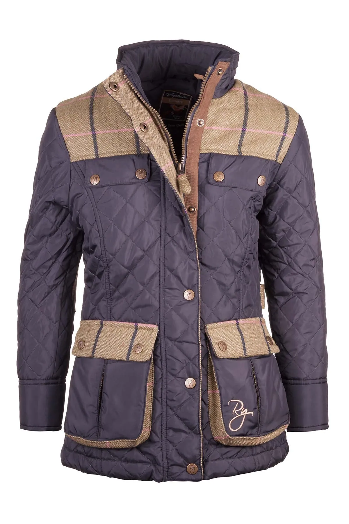 Junior Quilted Biker Jacket with Tweed Trim - Stylish and Trendy Outerwear for Youth