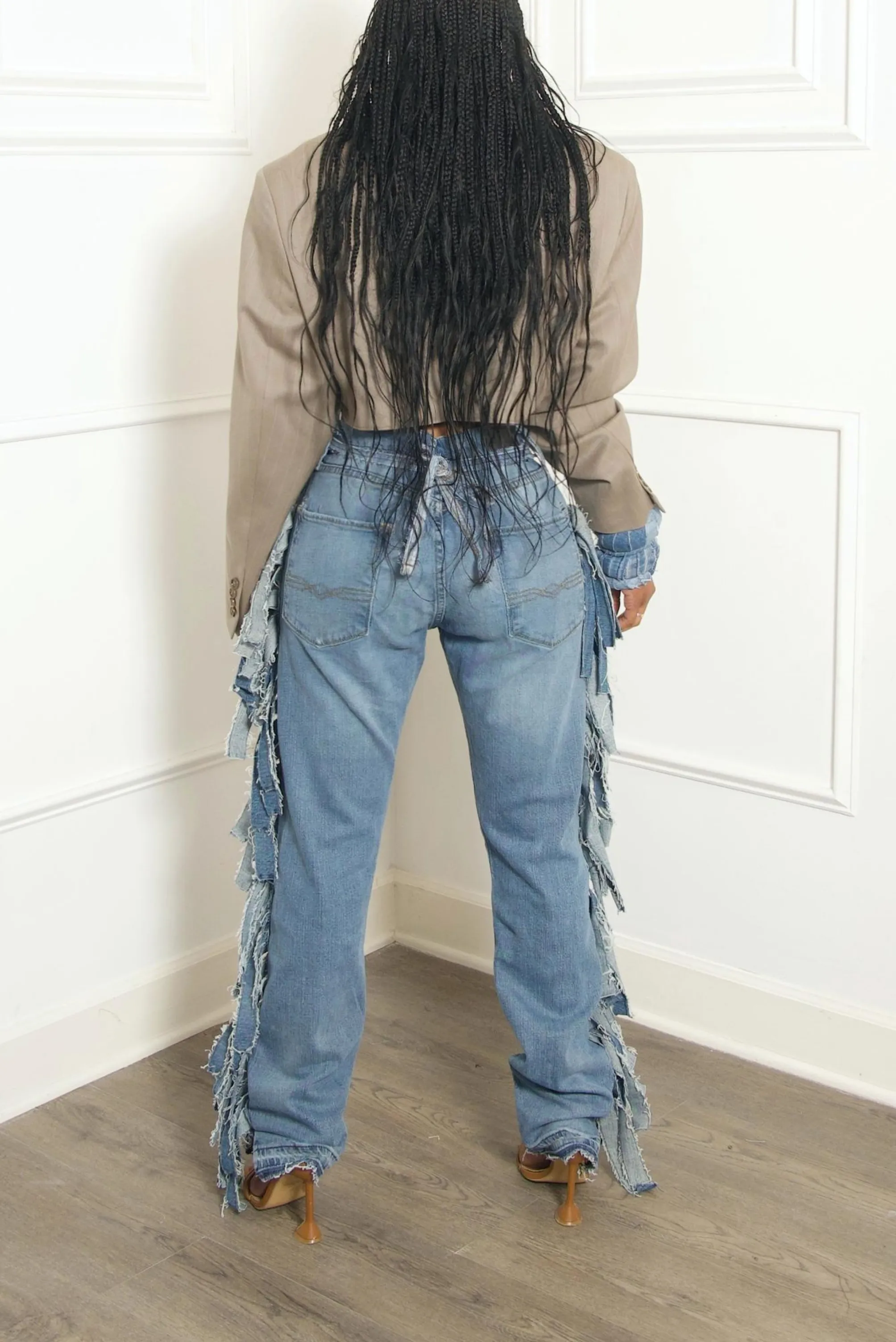 Knee hole Distressed hole Levi Denim fringe Pants 32/34