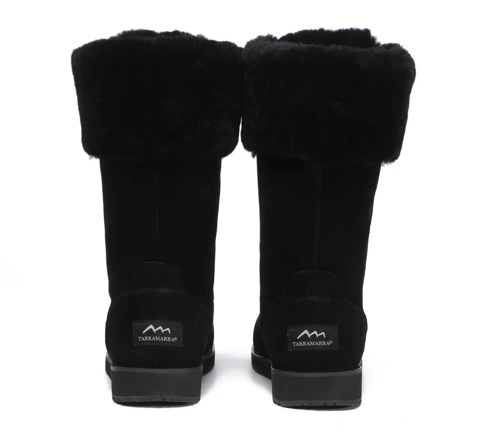 Lace Up Mid Calf Fashion Sheepskin Women Boots Becky