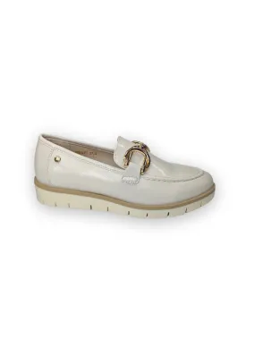 Ladies PATRIZIO COMO Slip On Cream Shoes With Gold Buckle Menfi sale