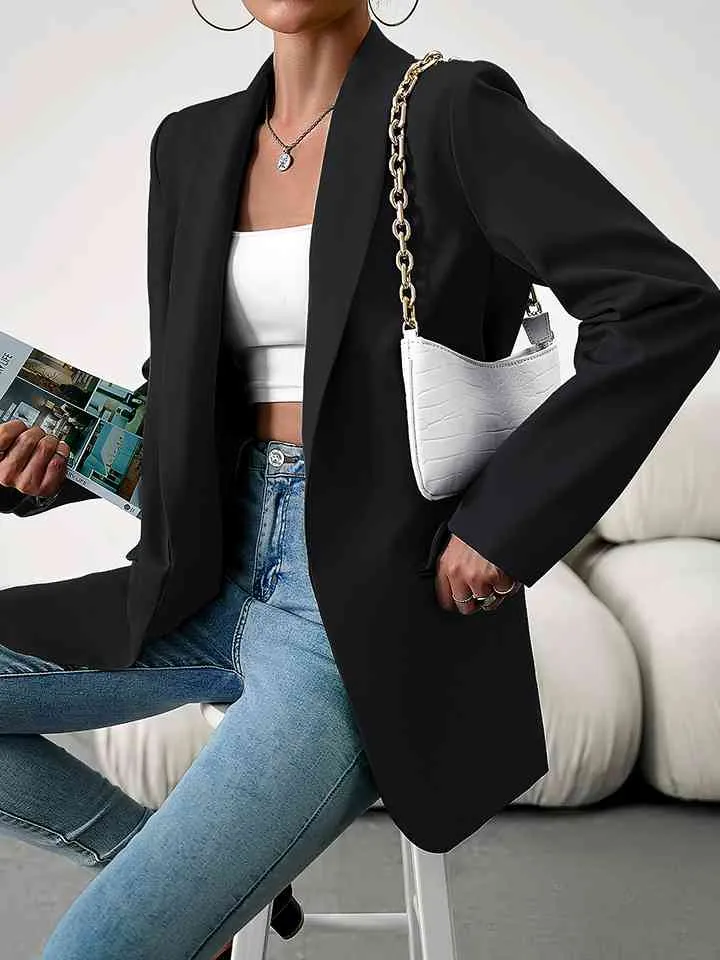 Lapel Collar Long Sleeve Blazer