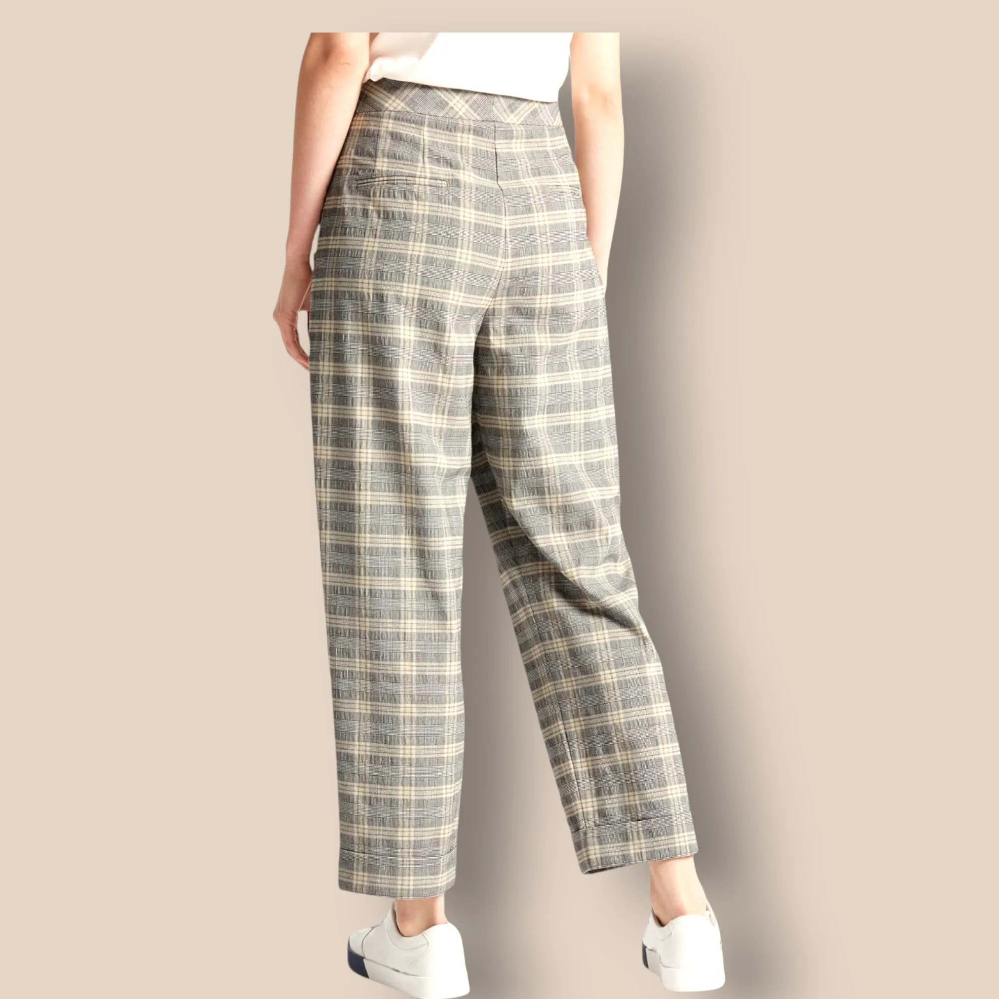 Limited Edition Grey Mix Checked Wide Leg Trousers UK 12 US 8 EU 40