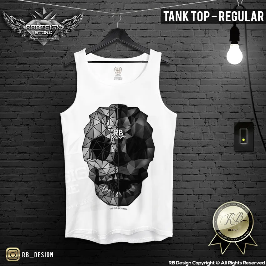 Men's Abstract Skull T-shirt Triangilation RB Design Tank Top MD658 Black/Gray