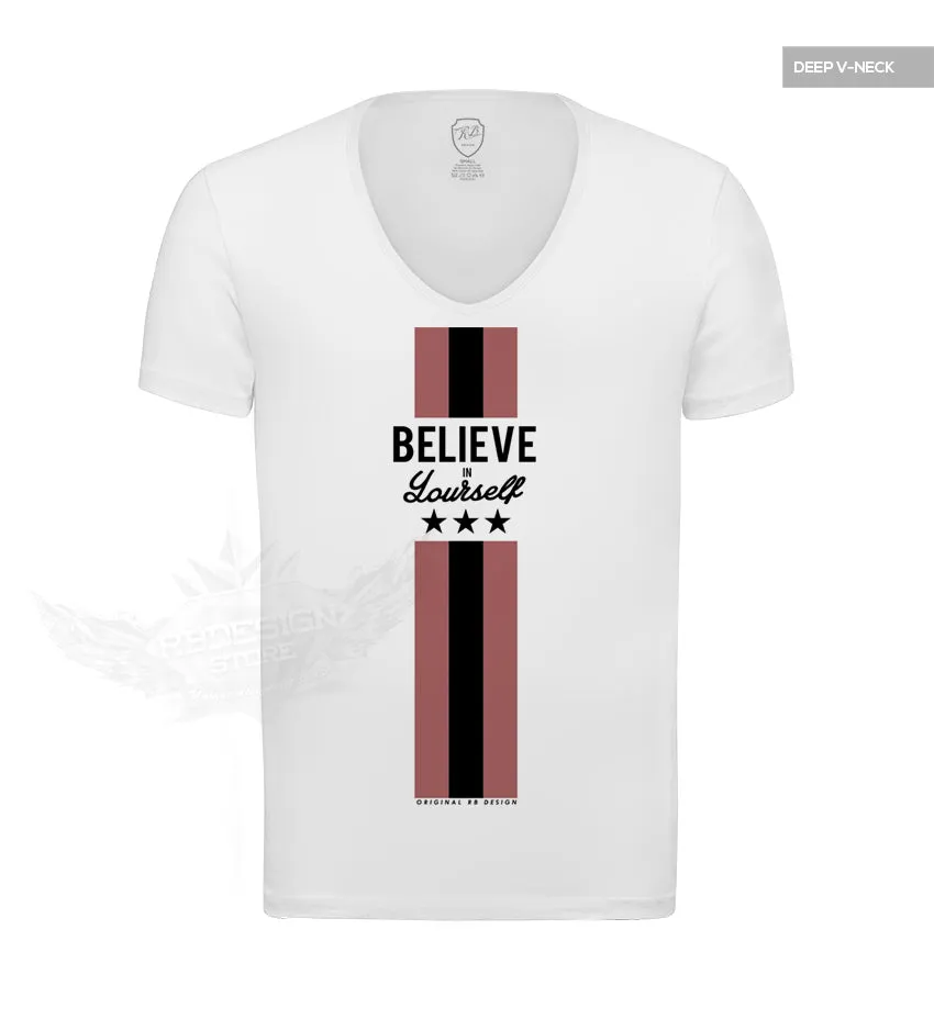 Mens Casual White T-shirt "Believe in Yourself" MD856