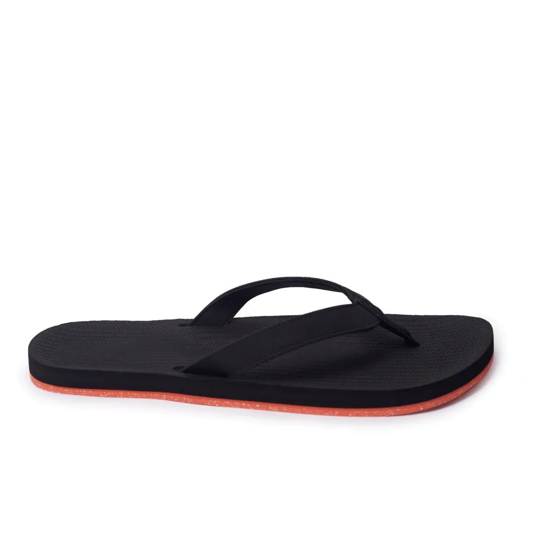 Men’s Flip Flops Sneaker Sole - Black/Orange Sole