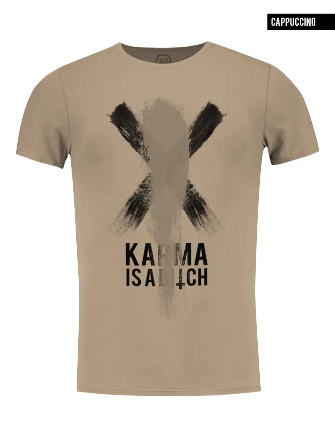 Men's Funny Slogan T-shirt "Karma is a B*tch"Khaki Gray Beige Tees / Color Option / MD808