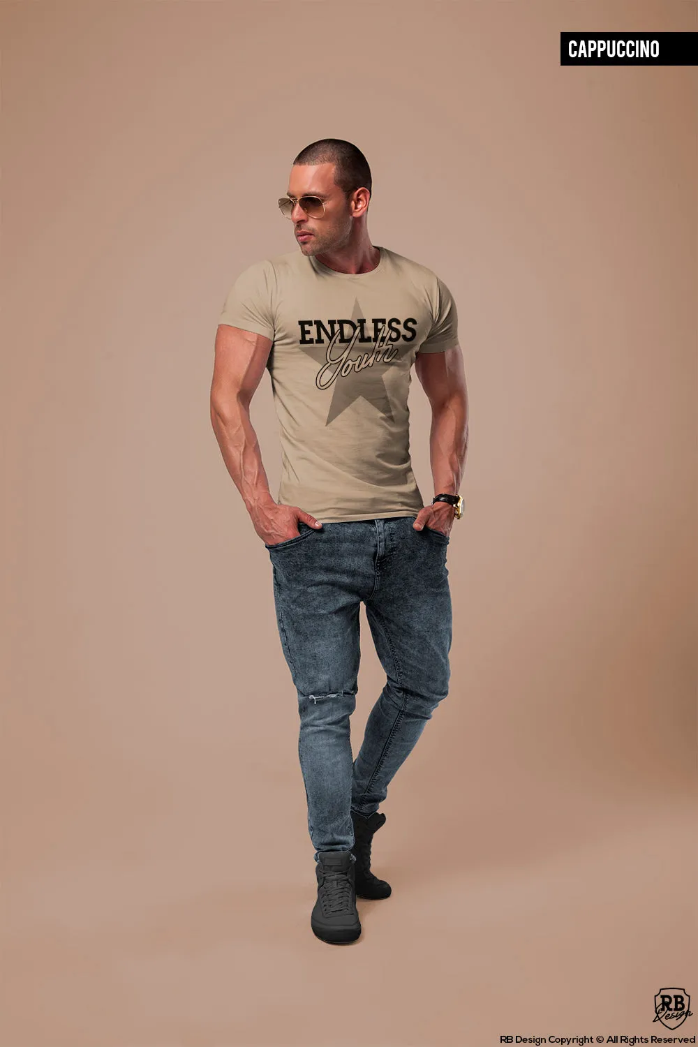 Men's Stylish Casual T-shirt "Endless Youth" Scoop Crew Neck / Color Option / MD750