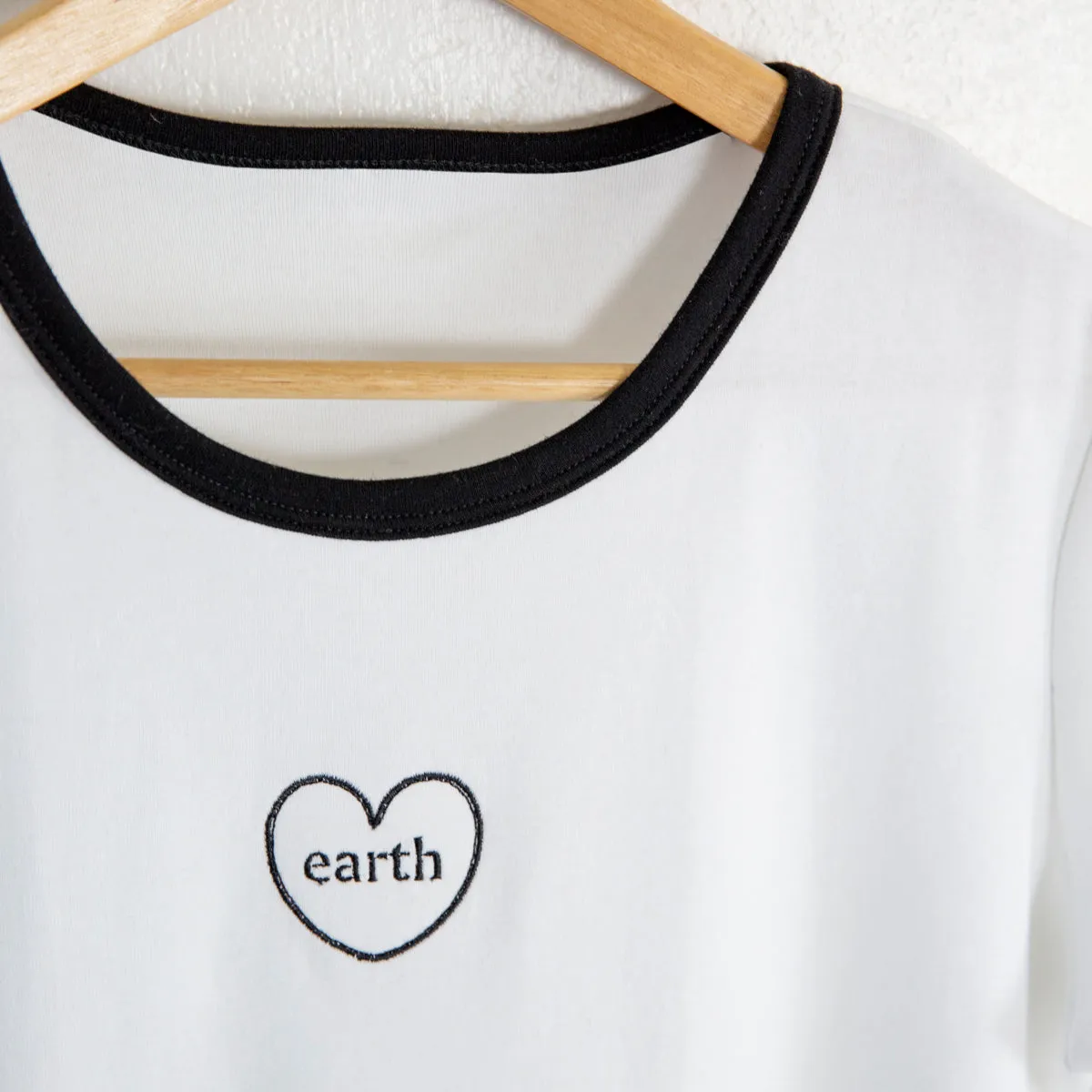 Organic Cotton Ringer Tee | Heart Earth Embroidery