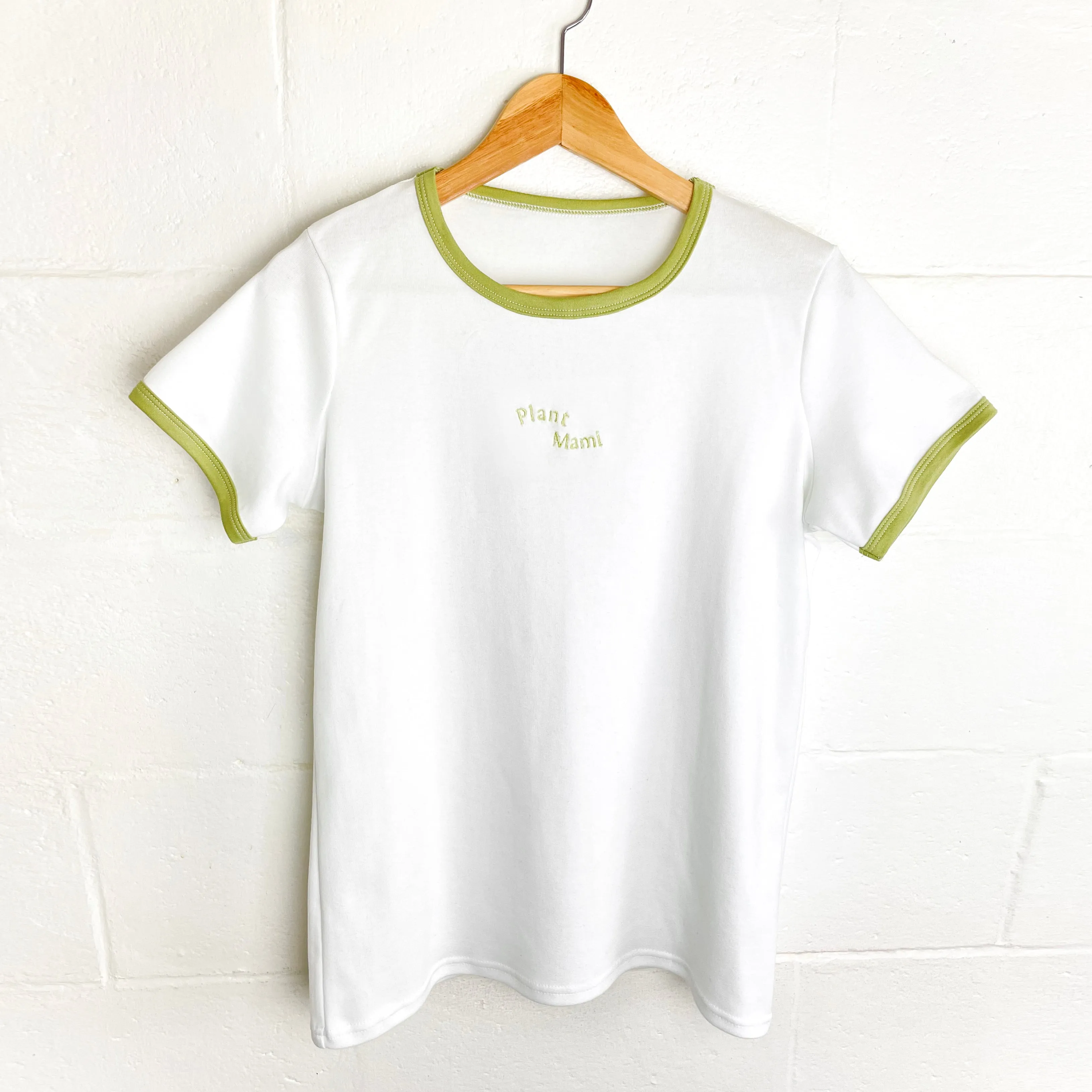 Organic Cotton Ringer Tee | Plant Mami Embroidery