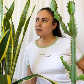 Organic Cotton Ringer Tee | Plant Mami Embroidery