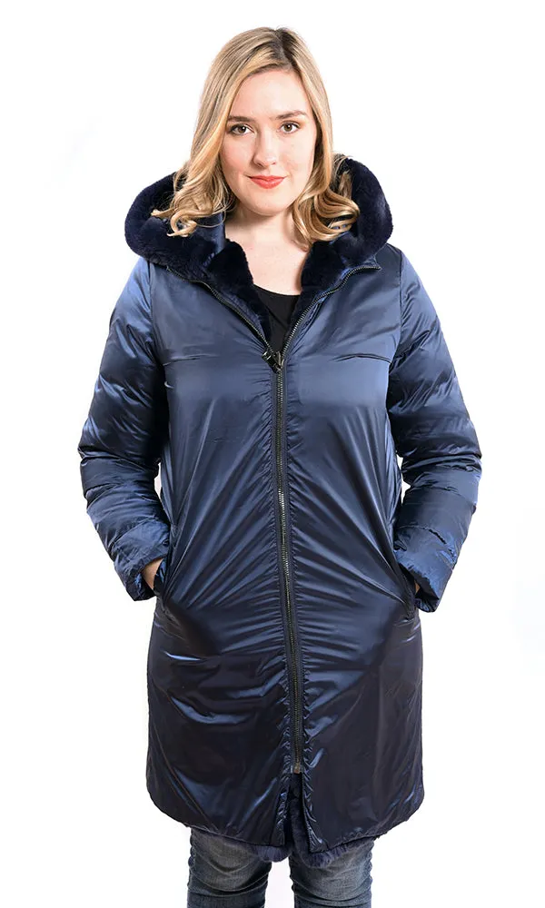 Rex reversible coat with down sleeves