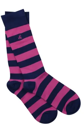 Rich Pink Striped Mens Bamboo Socks