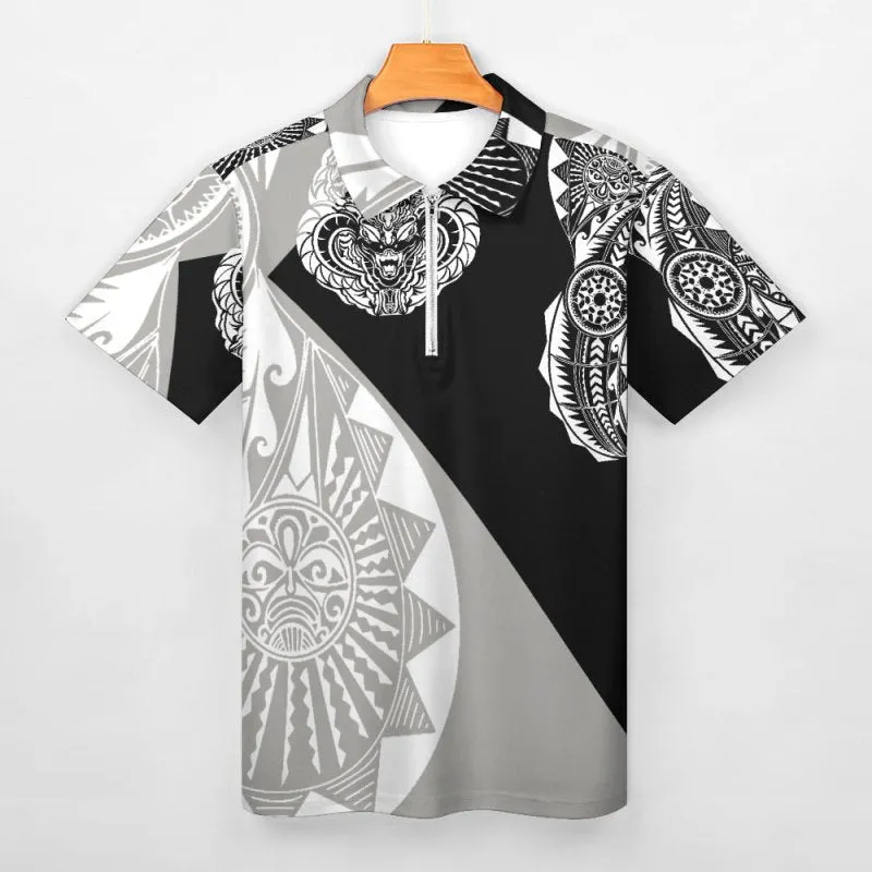 Short sleeve polo shirt - Maori hieratic style graphic