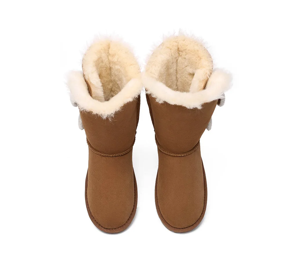 Short Twin Button Sheepskin Boots Aspen