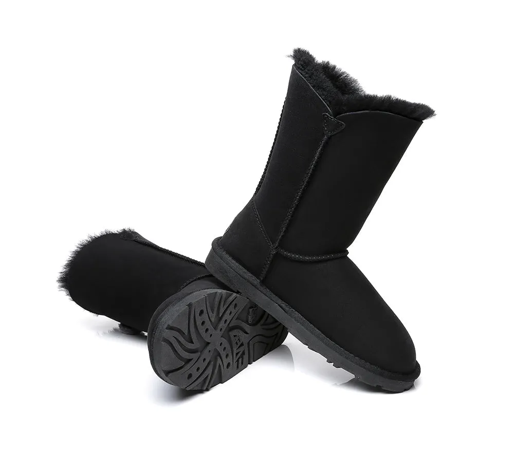 Short Twin Button Sheepskin Boots Aspen