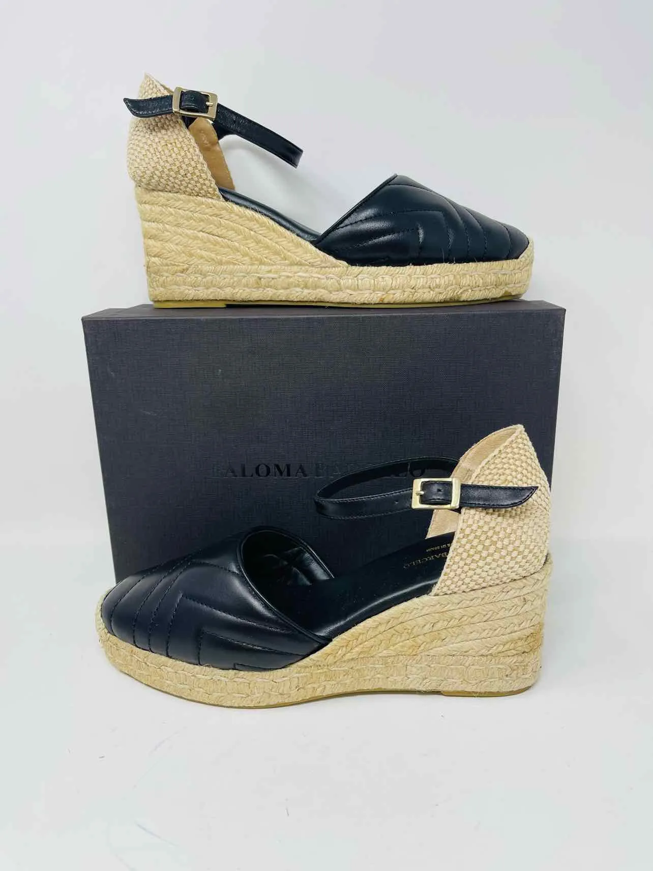 Size 10 Black/Beige Quilted Leather W/ BOX!!! Shoes Espadrilles