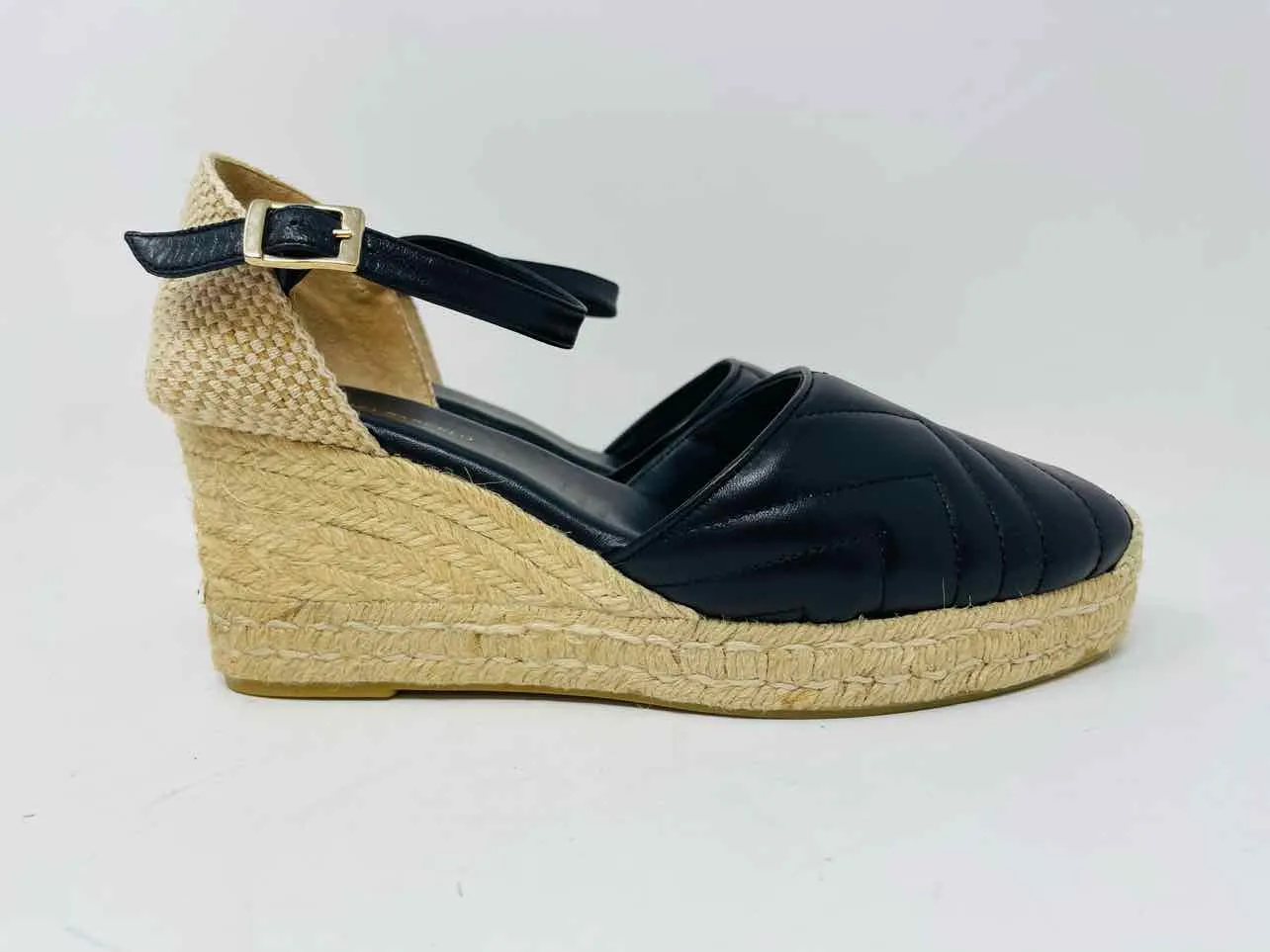 Size 10 Black/Beige Quilted Leather W/ BOX!!! Shoes Espadrilles