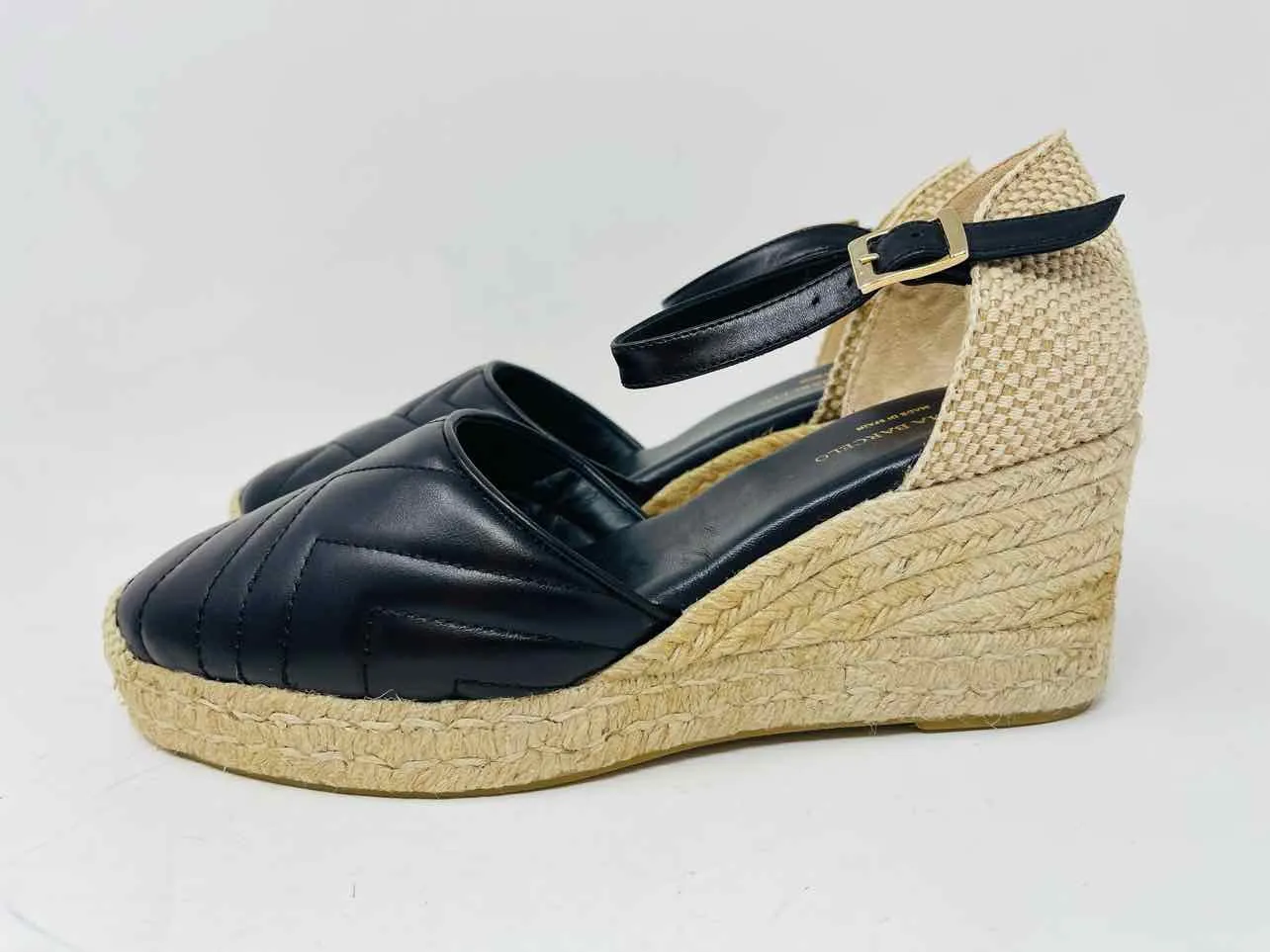 Size 10 Black/Beige Quilted Leather W/ BOX!!! Shoes Espadrilles