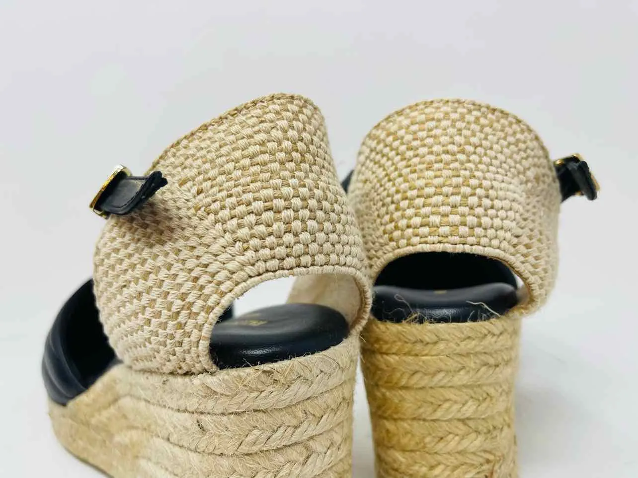 Size 10 Black/Beige Quilted Leather W/ BOX!!! Shoes Espadrilles