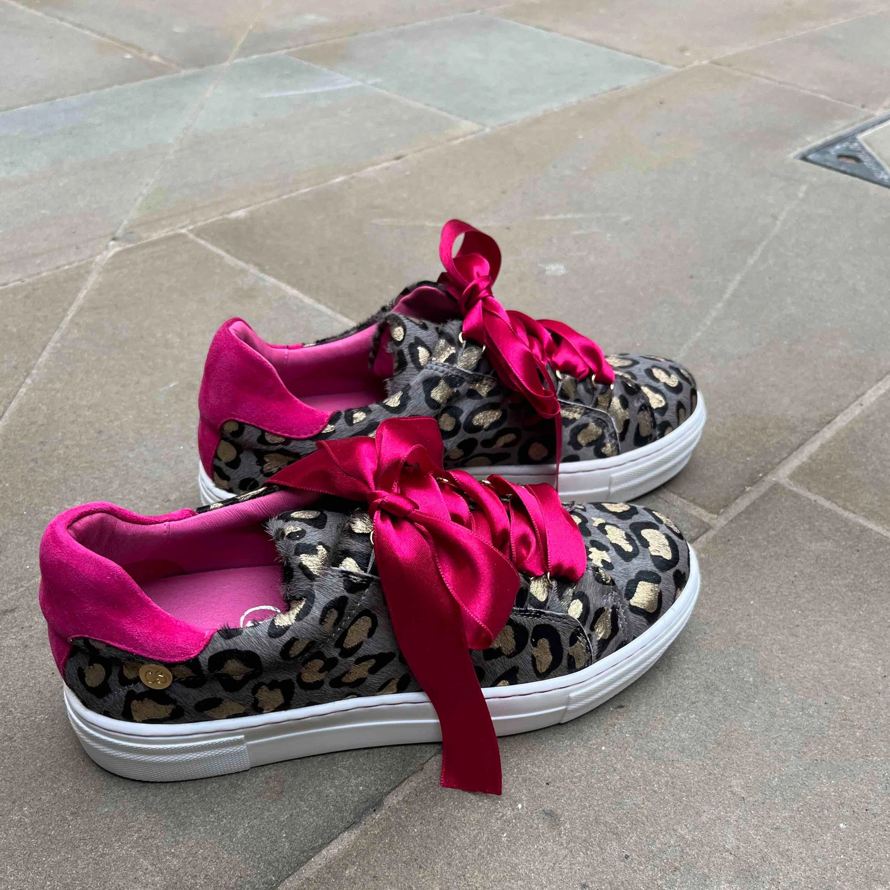 Skate Denim leopard gold cowhide sneaker