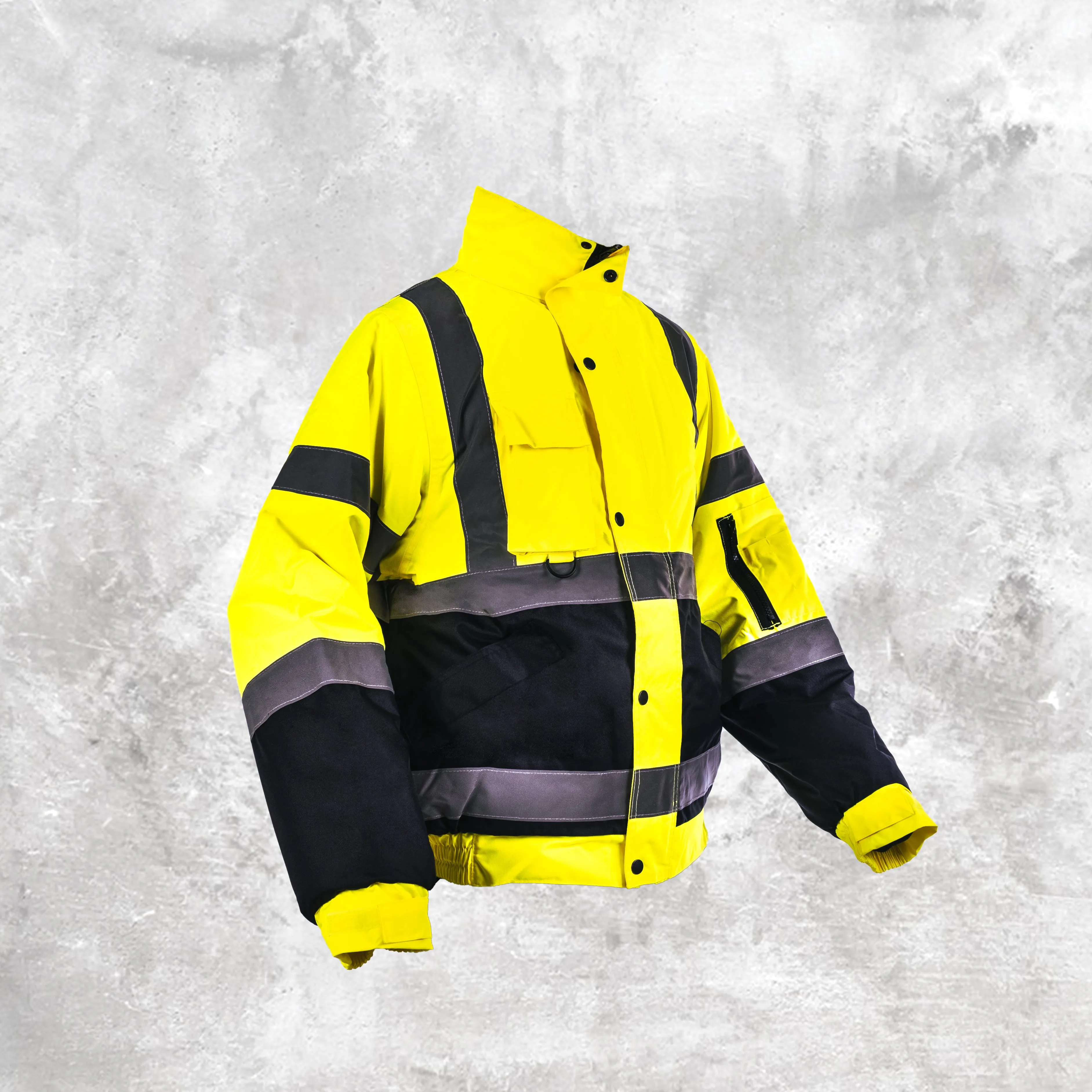 Step Ahead Hi Visibility Yellow/Navy Two Tone Bomber Jacket