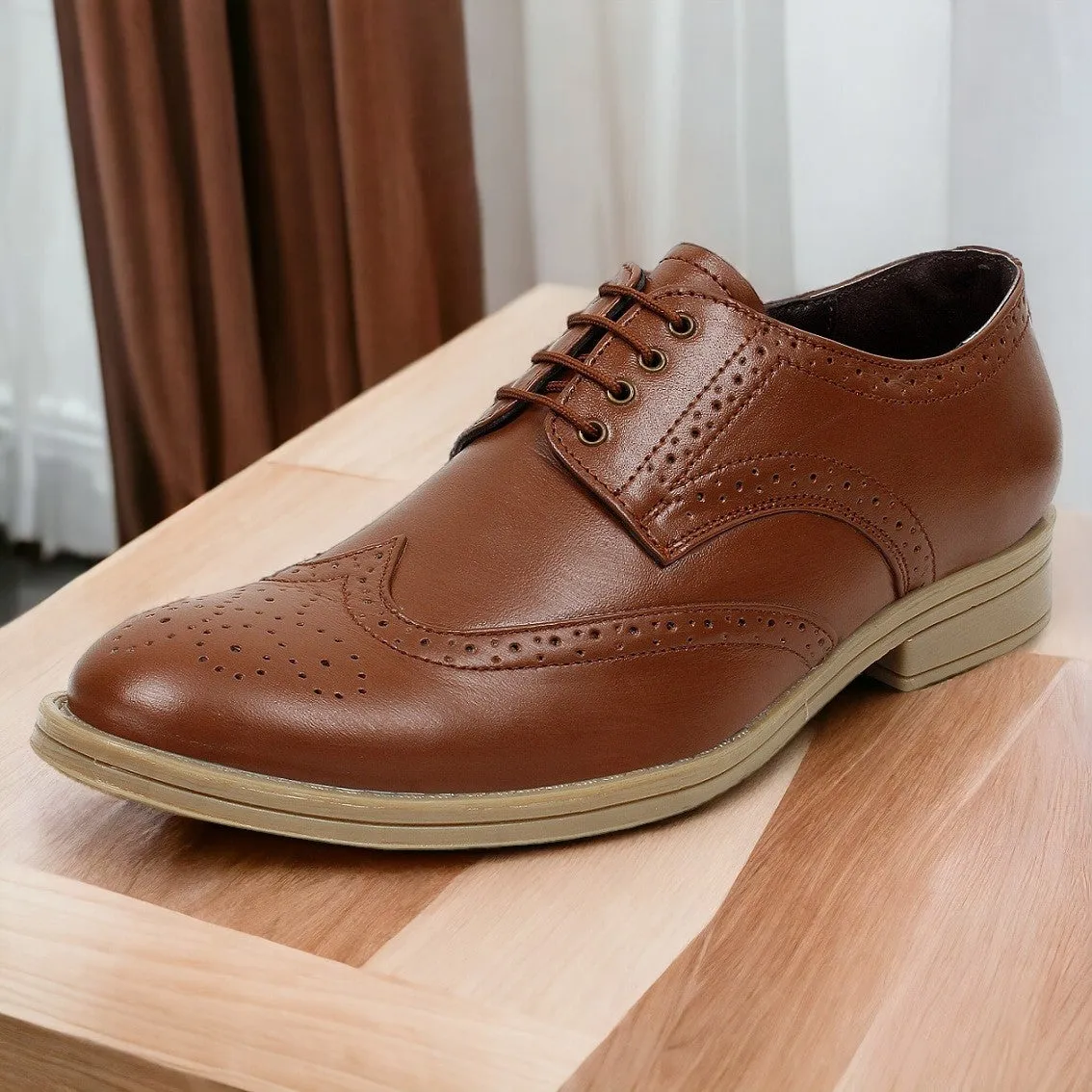 Tan Brogue Shoes For Men